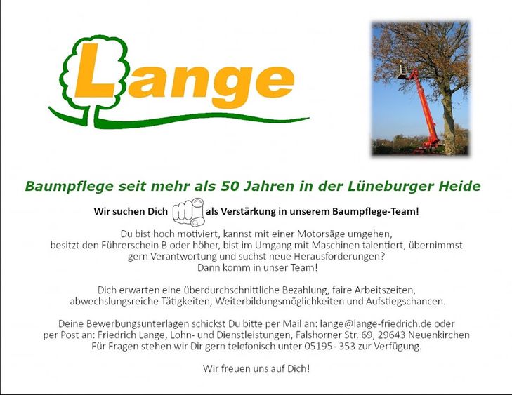Stellengesuch von Friedrich Lange 